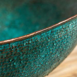 Hammered Copper Boat Sink Teal Verdigris Vessel Basin Oval <b>Vanity</b> Washbasin Handmade <b>Rustic</b> Luxury Copper <b>Bathroom</b> Sink - Product Image 6