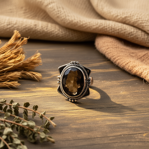 Boho Style Smoky <b>Quartz</b> Fashion <b>Ring</b> 7.2 Grams Weight - Product Image 3