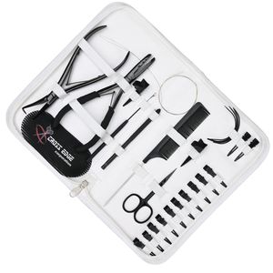 Hair Extension <b>Tools</b> <b>Kit</b> Sectioning Clips Parting Finger Curved Needle <b>Mini</b> Scissors Tail Comb Loop Hook Crimping Remover Plier - Product Image 1