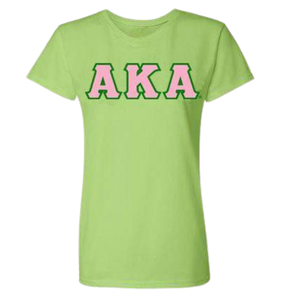 Camiseta con cuello en V con letras AKA, color verde Kelly, de algodón premium, manga corta, ropa de hermandad griega, camiseta AKA - Product Image 1