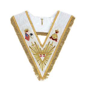 Collier de Maître Maçon Maçonnique 2025 en Or sur Velours Bleu Brodé à la Main – Matière de Qualité Supérieure – Écharpe Maçonnique - Product Image 5