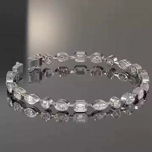 Lab Grown Diamond Tennis Bracelet for Women and <b>Men</b>, Mix Cut Diamond Tennis Bracelet For Wedding, Solid Gold moissanite Bracelet - Product Image 2
