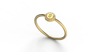 Personalized 18K Gold Plated <b>Initial</b> Letter S <b>Ring</b> Round Diamond Minimalist Dainty Stackable <b>Ring</b> Fine Jewelry Gift for Women - Product Image 2