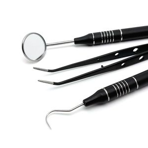 3pcs/set Dental Mirror Kit Stainless Steel Teeth Cleaning Instruments Mouth <b>Probe</b> Hook Tweezer Dentist <b>Probe</b> Comfortable Handle - Product Image 2