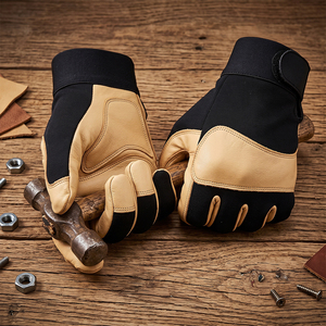 Guantes de Mecánico Reforzados de Cuero de Cabra, Resistentes al Calor, a la Abrasión y Ajustables para Trabajo Industrial Pesado - Product Image 6