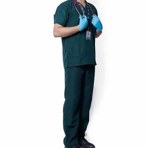 Blouse de laboratoire en coton, service OEM, ensemble de blouses et pantalons d'hôpital en coton et polyester tissé, uniforme d'hôpital unisexe - Product Image 1