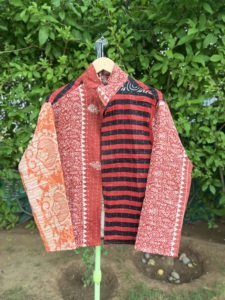 Exclusive Handmade Kantha <b>Kimono</b> <b>Jacket</b> | Indian Artisan Cotton Block Print Layering <b>Jacket</b> | Sustainable Women's Fashion - Product Image 6