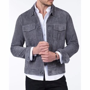 เสื้อแจ็คเก็ตหนังกลับสีเทาสำหรับผู้ชาย - Product Image 2