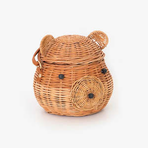 Charming rattan bear bag <b>basket</b> for kid creative play wholesale prices children <b>toy</b> <b>baskets</b> - Product Image 1