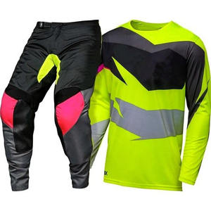Ensemble de combinaison de motocross respirant et confortable à manches courtes en polyester avec logo personnalisé, pantalon de moto noir - Product Image 2