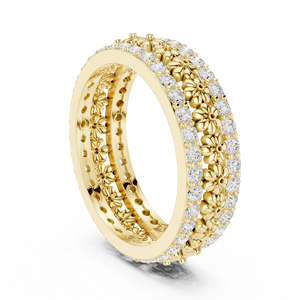 Anillo floral de oro amarillo para mujer, anillo de eternidad con cristales de lujo, regalo de joyería de moda para aniversario de boda - Product Image 4