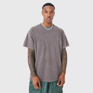 Camisetas de Algodón 100% Tejidas con Lavado Ácido para Hombre al por Mayor, Logotipo Personalizado, Transpirables y de Secado Rápido, Estilo Hip Hop Urbano - Product Image 1