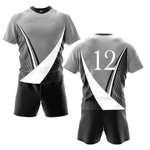 Ensemble de maillot de football pour homme à imprimé géométrique, manches courtes, respirant, coupe athlétique, sublimé, toutes saisons, vêtements de sport pour adultes - Product Image 1