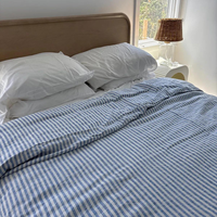 Parure de draps en lin design tendance 2026, luxe hôtelier, 5 pièces : 1 housse de couette, 1 drap plat, 1 drap-housse, 2 taies d'oreiller