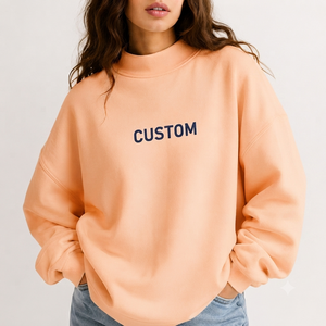 Pull en molleton personnalisé pour femme, imprimé pêche, col montant, coupe-vent, 380g, manches longues, 100% coton tricoté, respirant, coupe oversize, hiver - Product Image 1