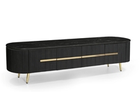 Mueble de TV Moderno de Madera Negra con Cubierta de Mármol Negro