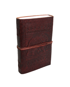 Diario de Cuero Genuino Hecho a Mano, Cuaderno con Grabado de Elefante, Diario Vintage Recargable, Diario de Escritura, Cuaderno de Viaje para Dibujar - Product Image 1