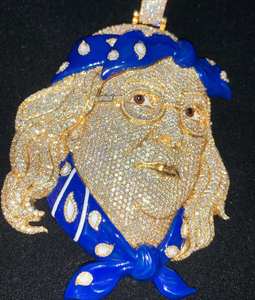Pendentif personnalisé 3D bleu en argent sterling 925, serti de diamants Moissanite brillants, pendentif Hip Hop sur mesure, bijoux - Product Image 3