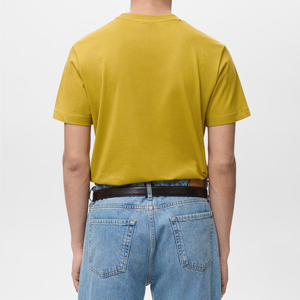 เสื้อยืดคอกลมแขนสั้นผู้ชาย สีเหลือง ผ้าฝ้าย ทรงหลวม สไตล์ลำลอง สีพื้น ผ้าฟลีซ โลโก้ด้านหน้า ระบายอากาศได้ดี เป็นมิตรกับสิ่งแวดล้อม - Product Image 2