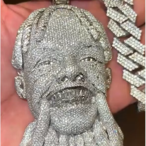 Collier pendentif personnalisé avec visage incrusté de pierres VVS, bijoux hip-hop, chaîne cubaine, cadeau personnalisé pour homme pour les fêtes - Product Image 1