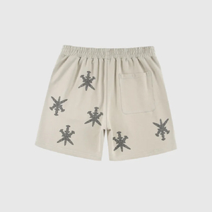 Pure Cotton Custom Rhinestone Drawstring Breathable Sun Fade <b>Shorts</b> Blank Vintage Distressed <b>Patch</b> Embroidery <b>Men</b> 's <b>Shorts</b> - Product Image 1
