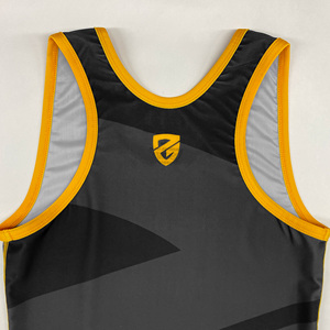 Whole Sale OEM Uniform Stretch 100% Polyester Latest Design New Style Men's Wrestling <b>Singlets</b> For Men - Product Image 4