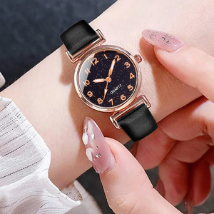 Reloj de Lujo para Mujer, 9824, 4 Piezas, con Pulseras, Diseño de Cielo Estrellado, Color Negro - Product Image 4