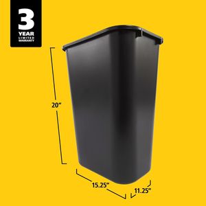 Cestino per Rifiuti in Plastica Nera da 41QT/10.25 GAL, Contenitore Impilabile per Camera da Letto/Bagno/Ufficio, per Scrivania/Archiviazione - Product Image 5