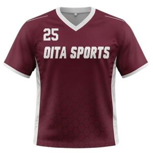 Maillot de lacrosse unisexe bordeaux et blanc en polyester, coupe athlétique, uniforme sportif, tenue de match d'équipe, vêtements de performance - Product Image 1