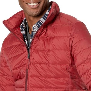 OEM New Design Solid <b>Red</b> Color Men's Puffer <b>Jacket</b> 100%Polyester Fabric Stand Collar Loose Fit Winter Warm Bubble Men's <b>Jackets</b> - Product Image 2