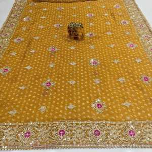 Dupatta vintage en georgette pure de qualité supérieure avec tissu imprimé et travail décoratif, tenue ethnique traditionnelle pour mariage, pour femmes - Product Image 6