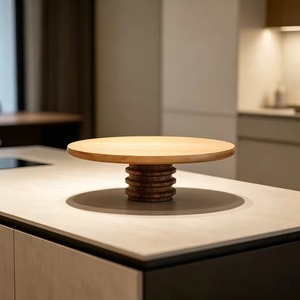 Soporte para Pastel de Madera Ecológico Hecho a Mano, Plato Redondo para Servir Postres, Acabado Natural, Solo Lavar a Mano, Decoración para Mesa de Bodas y Fiestas - Product Image 2