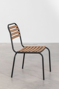 Chaises de salle à manger industrielles modernes en teck meubles de maison durables en métal empilables pour une utilisation intérieure dans Villa Hotel Apartment - Product Image 2