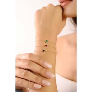 14K Gold Heart <b>Ruby</b> Chain <b>Bracelet</b>-Rose Gold & Rhodium Plated Options - Product Image 4