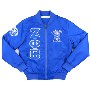 Zeta Phi Beta Bomber Jacket Royal Blue ZPB Women Sorority Jacket Zip Up Greek Apparel HBCU Varsity Style Outerwear - Product Image 1
