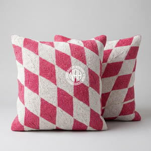 Modern Geometric Pattern Cushion Cover Square Embroidered Red <b>White</b> Cotton Polyester Linen Home Decorative <b>Pillow</b> <b>Case</b> - Product Image 1