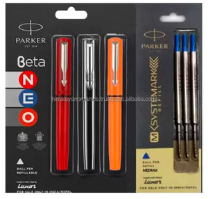 PARKER Beta Neo (Combo 3 <b>Pens</b> with 3 <b>Refills</b>) Steel Ball <b>Pen</b> Model P55 (Pack of 6 Blue) - Product Image 1