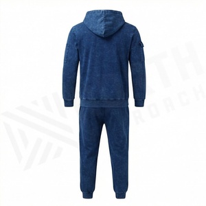 New Stylish Mens Hooded Tracksuit High Quality Acid Wash Zipper <b>Distressed</b> Jogging Wear Custom Logo Premium Sportswears - Product Image 2