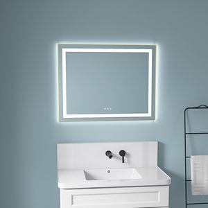 Specchio LED da Bagno 36 X 28 Pollici con Illuminazione Frontale e Posteriore, Montaggio a Parete, Cornice in Alluminio, Antiappannamento, Memoria, Disponibile in 3 Misure - Product Image 2