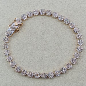5.14 Ct Natural White Brilliant Cut Diamond Tennis Cluster Floral <b>Bracelet</b> 925 Sterling <b>Silver</b> Rhodium Plated Women's Trendy - Product Image 1