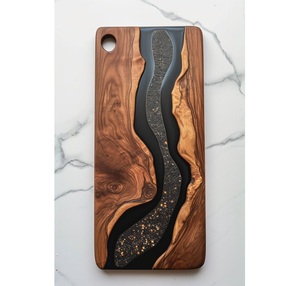 Planche à découper en bois époxy multi-usages pour hacher et servir, planche en bois époxy naturel pour la préparation des aliments en cuisine - Product Image 1