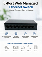 Switch Gigabit administrado por web de 5/8 puertos |   Switch de Red Ethernet de Escritorio con VLAN y QoS para Hogar y Oficina