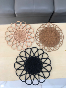 Natural Rattan Round Placemat Handmade Woven Dining <b>Table</b> <b>Mats</b> Eco Friendly Charger Plates for Wedding Party Home Decoration - Product Image 5