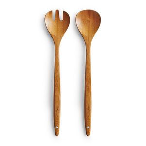 Trending American Style Acacia Wood Salad Server Spoon Fork Set Customized Color Resin Handle Eco-Friendly Dishwasher <b>Safe</b> <b>Tools</b> - Product Image 1