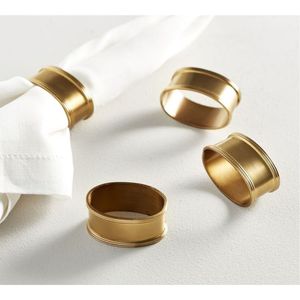 Modern <b>Brushed</b> Gold Napkin Rings, Premium Metal Serviette Holder for Hotel, Restaurant, Home Dining Table Setting Napkin Rings - Product Image 1
