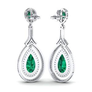 ต่างหูแบบห้อยประดับมรกตและมอสซาไนต์ ดีไซน์คลาสสิก REYES ทองคำแท้ 14K สำหรับผู้หญิง ได้รับการรับรองจาก GRA เครื่องประดับคุณภาพสูง - Product Image 4