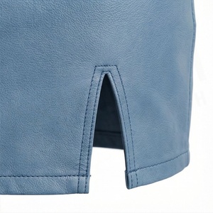 Jupe crayon mini en similicuir PU taille haute pour femme avec fente, couleur unie, style toutes saisons - Product Image 6