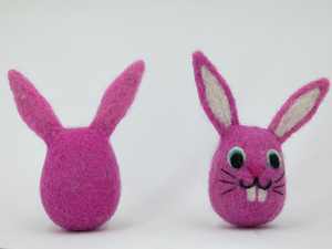 Bulk Handmade Pink Felt & Yarn Easter Bunny Head for Kids for Garland Making Wreath Decor and Crafts - Product Image 6