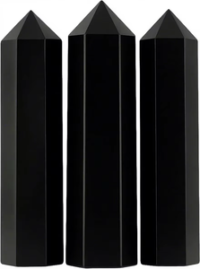 Escultura Rectangular de Obsidiana Negra Pulida de Primera Calidad, Artículo Coleccionable de Piedra Duradera, Gema para Manualidades, Ideal para Creación de Rejillas de Cristales - Product Image 2