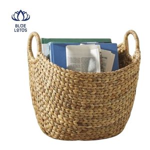 Panier en jacinthe d'eau de haute qualité, écologique, pour le rangement du linge, l'organisation domestique, usage quotidien, fibre végétale durable - Product Image 1